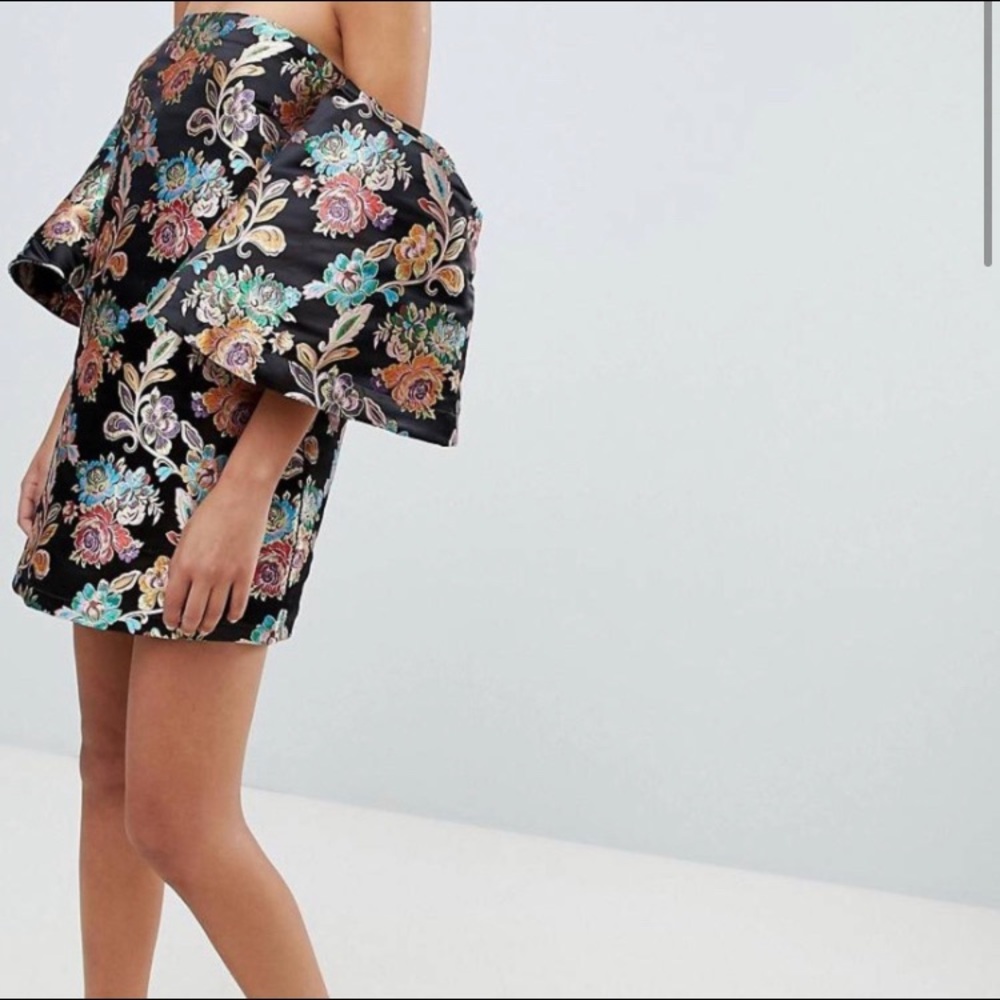 Jacquard puff sleeve dress ASOS